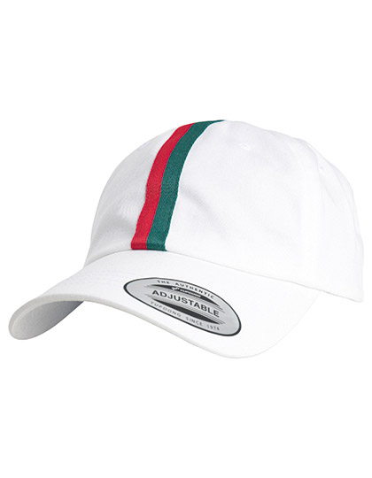 Czapka typu "dad hat" w paski - White & Fire Red