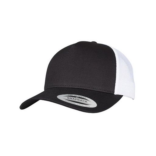 Dwukolorowa czapka trucker 5-panelowa FX6506T - Black & White