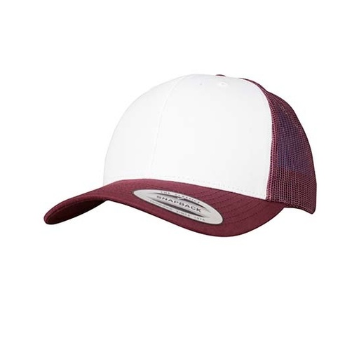 Czapka Trucker Usztywniony Przod FX6606CF - Maroon & White & Maroon