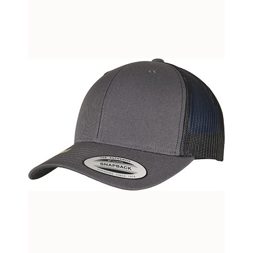 Dwukolorowa czapka trucker z siateczką FX6606RT - Charcoal & Black