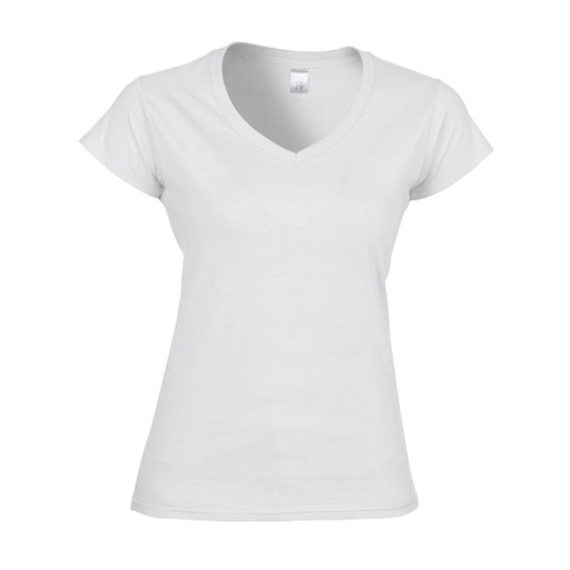 Damski T-Shirt V-Neck Slim Krótki Rękaw G64V00L - White