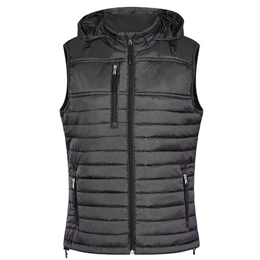 Damska pikowana kamizelka z kapturem HRM1302 - Dark Grey