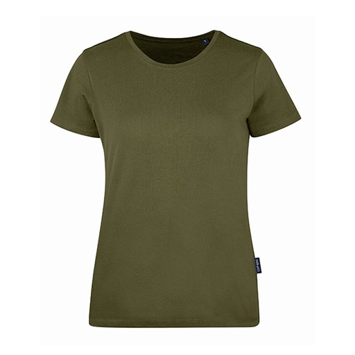Damski T-shirt Slim z Okrągłym Dekoltem HRM201 - Olive