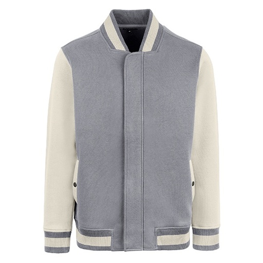 Męska kurtka college'owa HRM709 - Stone & Off White