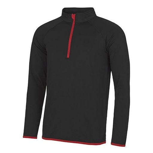 Męska bluza sportowa 1/2 Zip JC031 - Jet Black & Fire Red