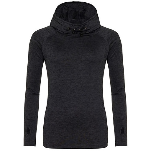 Damska bluza slim z kapturem JC038 - Black Slate Melange