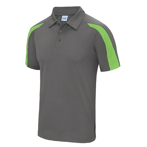 Koszulka polo z kontrastowymi raglanowymi rękawami JC043 - Charcoal (Solid) & Lime Green