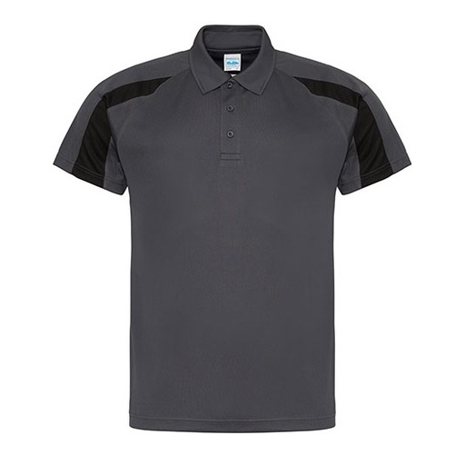 Koszulka polo z kontrastowymi raglanowymi rękawami JC043 - Charcoal (Solid) & Jet Black