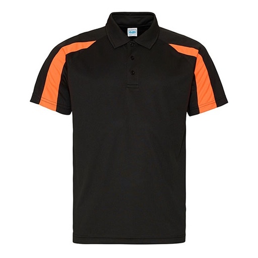 Koszulka polo z kontrastowymi raglanowymi rękawami JC043 - Jet Black & Electric Orange