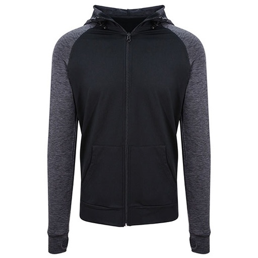 Męska bluza slim z kapturem JC057 - Black & Black Slate Melange