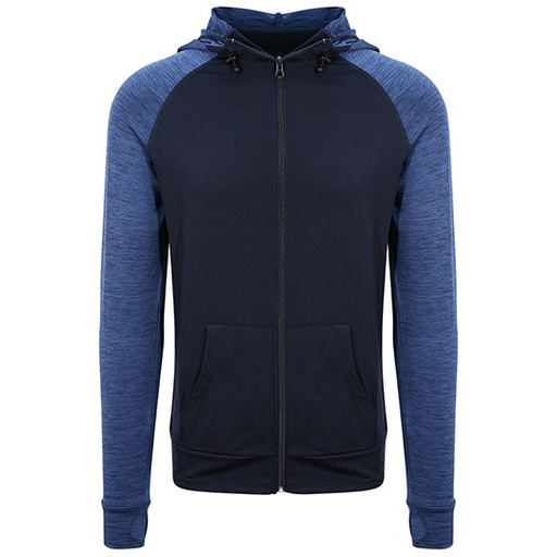 Męska bluza slim z kapturem i zamkiem JC057 - Navy & Navy Melange