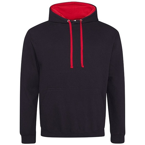 Bluza Varsity z kapturem JH003 - Jet Black & Fire Red