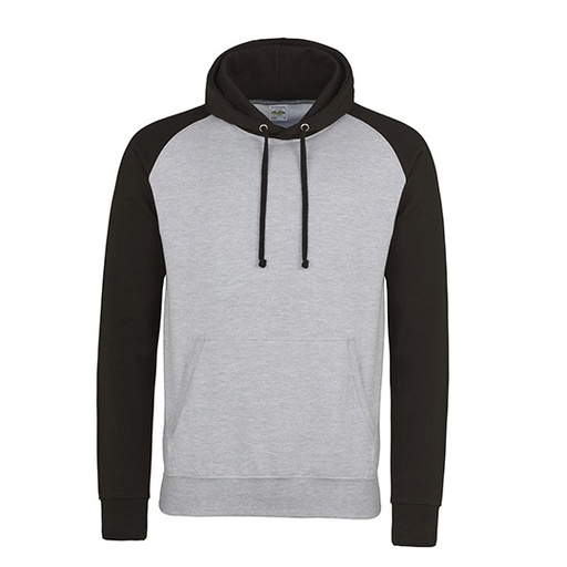 Bluza baseballowa z kapturem JH009 - Heather Grey & Jet Black
