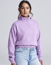 Damska bluza cropped ze stójką i 1/4 zamkiem - Arctic White