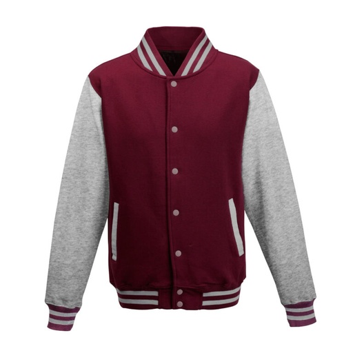 Bluza Baseballowa Klasyczna Bawełniana JH043 - Burgundy & Heather Grey