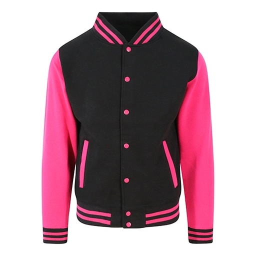 Bluza Baseballowa Klasyczna Bawełniana JH043 - Jet Black & Hot Pink
