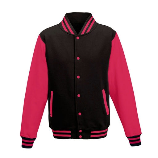 Bluza Baseballowa Klasyczna Bawełniana JH043 - Jet Black & Hot Pink