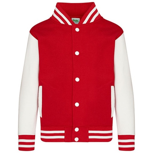 Bluza Dziecięca Baseballowa Czesana Bawełna JH043K - Fire Red & White