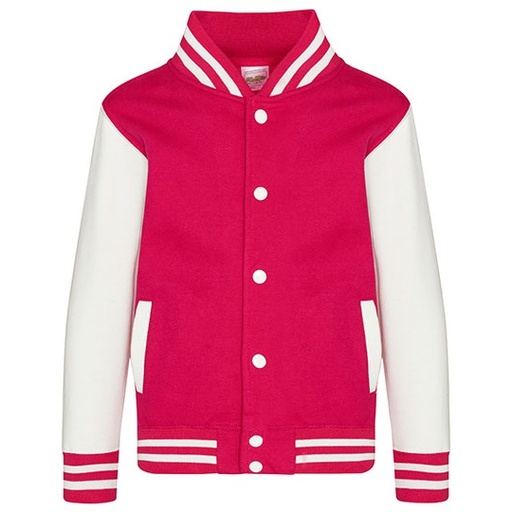 Bluza Dziecieca Baseballowa Czesana Bawelna JH043K - Hot Pink & White