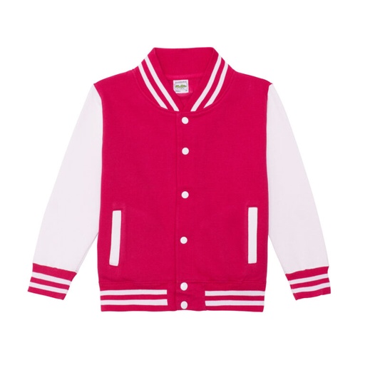 Bluza Dziecięca Baseballowa Czesana Bawełna JH043K - Hot Pink & White