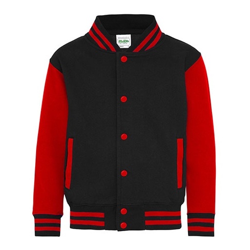 Dziecięca bluza baseballowa JH043K - Jet Black & Fire Red
