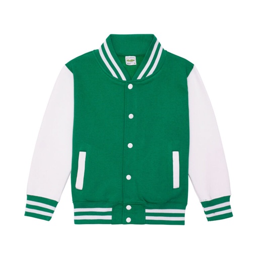 Bluza Dziecięca Baseballowa Czesana Bawełna JH043K - Kelly Green & White