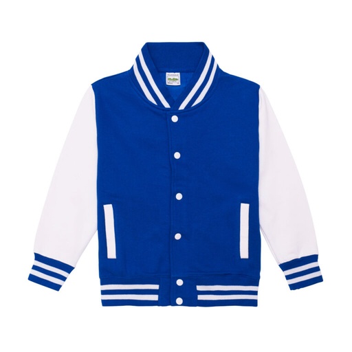 Bluza Dziecięca Baseballowa Czesana Bawełna JH043K - Royal Blue & White