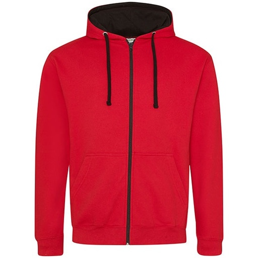 Rozpinana bluza z kapturem JH053 - Fire Red & Jet Black