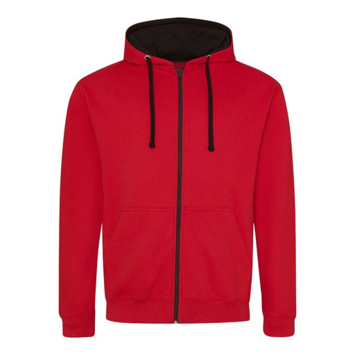 Bluza Rozpinana z Kapturem Bawełniana JH053 - Fire Red & Jet Black