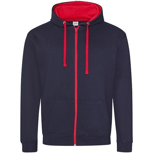 Rozpinana bluza z kapturem JH053 - New French Navy & Fire Red