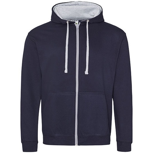 Rozpinana bluza z kapturem JH053 - New French Navy & Heather Grey