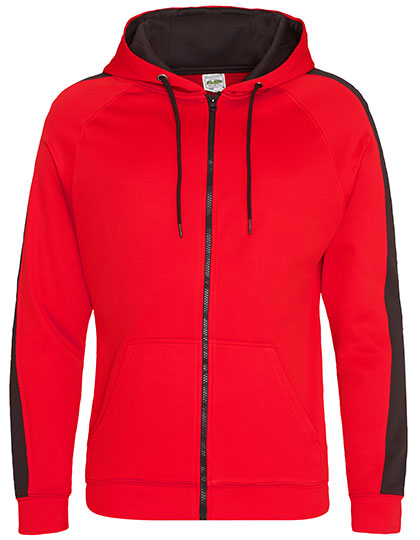 Sportowa bluza z kapturem i zamkiem z poliestru - Fire Red & Jet Black