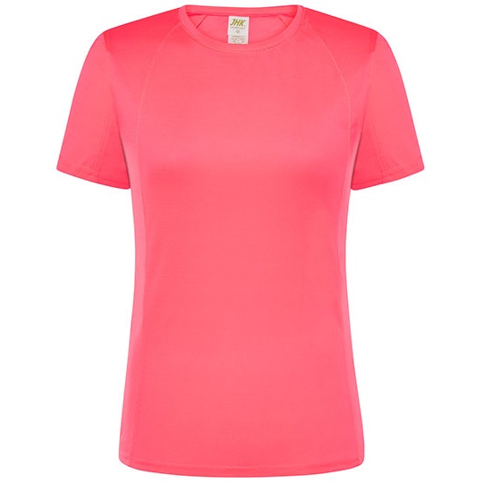 T-shirt Damski Sportowy Slim Poliester JHK101 - Fuchsia Fluor