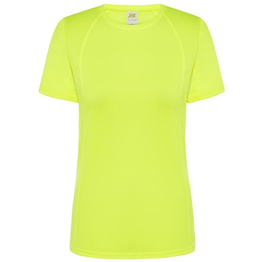 T-shirt Damski Sportowy Slim Poliester JHK101 - Gold Fluor
