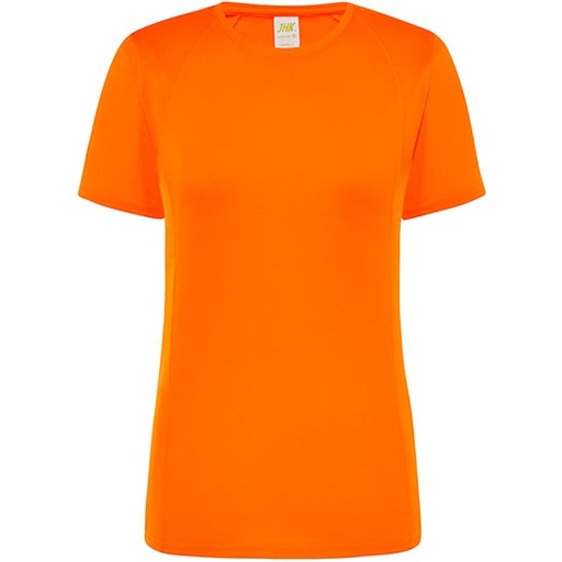 Damski T-shirt sportowy slim JHK101 - Orange Fluor