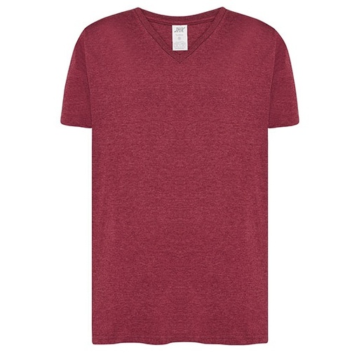 T-shirt slim z dekoltem V JHK270 - Burgundy Heather