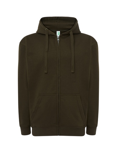 Bluza Meska z Kapturem i Zamkiem Szczotkowana Mieszanka JHK422 - Khaki