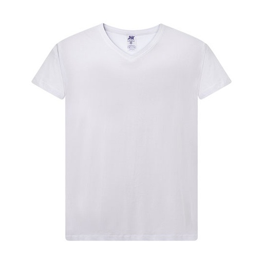Damski t-shirt slim z dekoltem V JHK604 - White