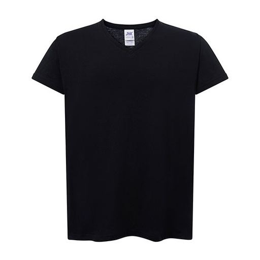 Damski t-shirt slim z dekoltem V JHK604 - Black