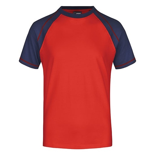 T-shirt Meski Raglanowy Dwukolorowy JN010 - Red & Navy