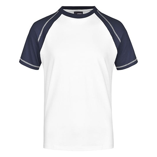 T-shirt Meski Raglanowy Dwukolorowy JN010 - White & Navy