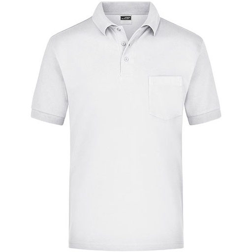Koszulka polo piqué z kieszonką JN026 - White
