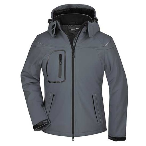 Damski zimowy softshell slim z odpinanym kapturem JN1001 - Carbon