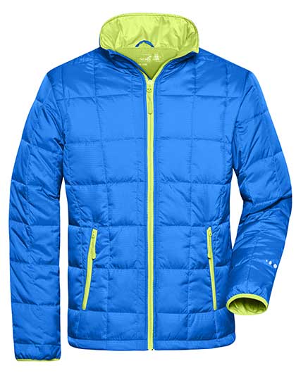 Męska lekka pikowana kurtka  - Aqua & Lime Green