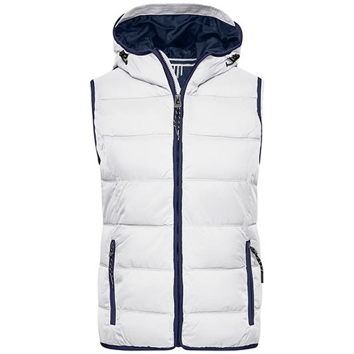 Kamizelka Damska Pikowana Ocieplana z Kapturem JN1075 - White & Navy