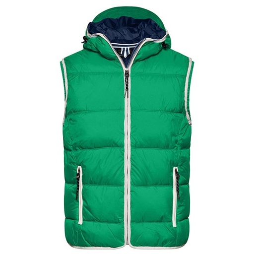 Kamizelka Meska Pikowana Ocieplana z Kapturem JN1076 - Irish Green & White