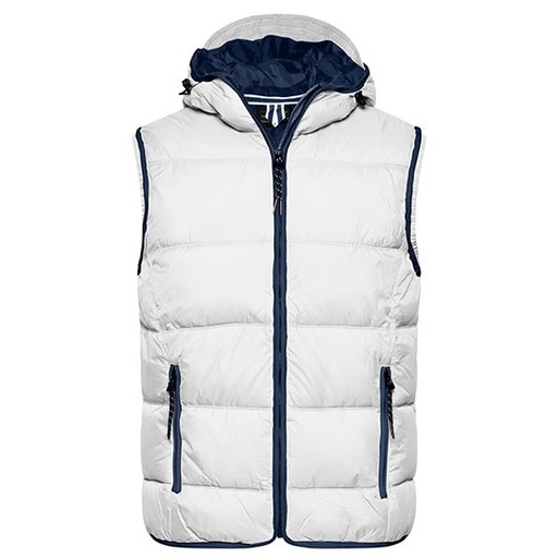 Kamizelka Meska Pikowana Ocieplana z Kapturem JN1076 - White & Navy