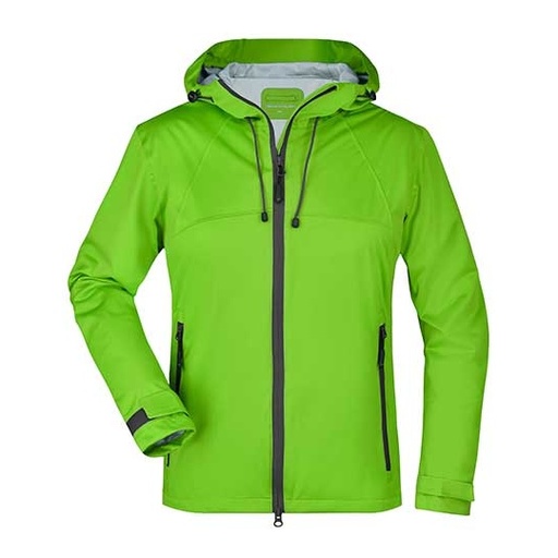 Damska kurtka softshell slim z kapturem JN1097 - Spring Green & Iron Grey