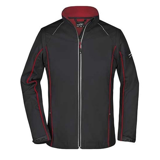Damska kurtka softshell 2 w 1 slim z odpinanymi rękawami JN1121 - Black & Red