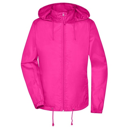Damska kurtka przeciwdeszczowa Slim z kapturem JN1131 - Bright Pink